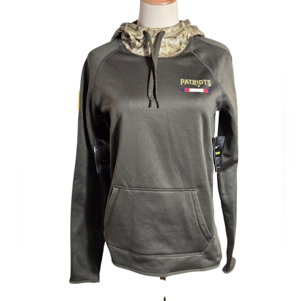 Nike New England Patriots Salute to Service Military Green Nylon Hoodie NWT